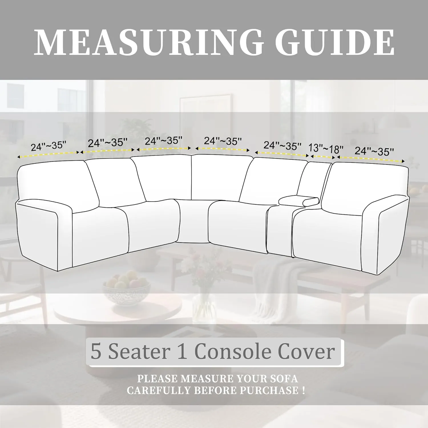 100% Waterproof Sectional Recliner Couch Covers for Reclining Couch L Shaped Corner Sectional Sofa Cover Jacquard Stretch L Shape Recliner Slipcovers (5 Seater 1 Console Cover, Light Coffee)
