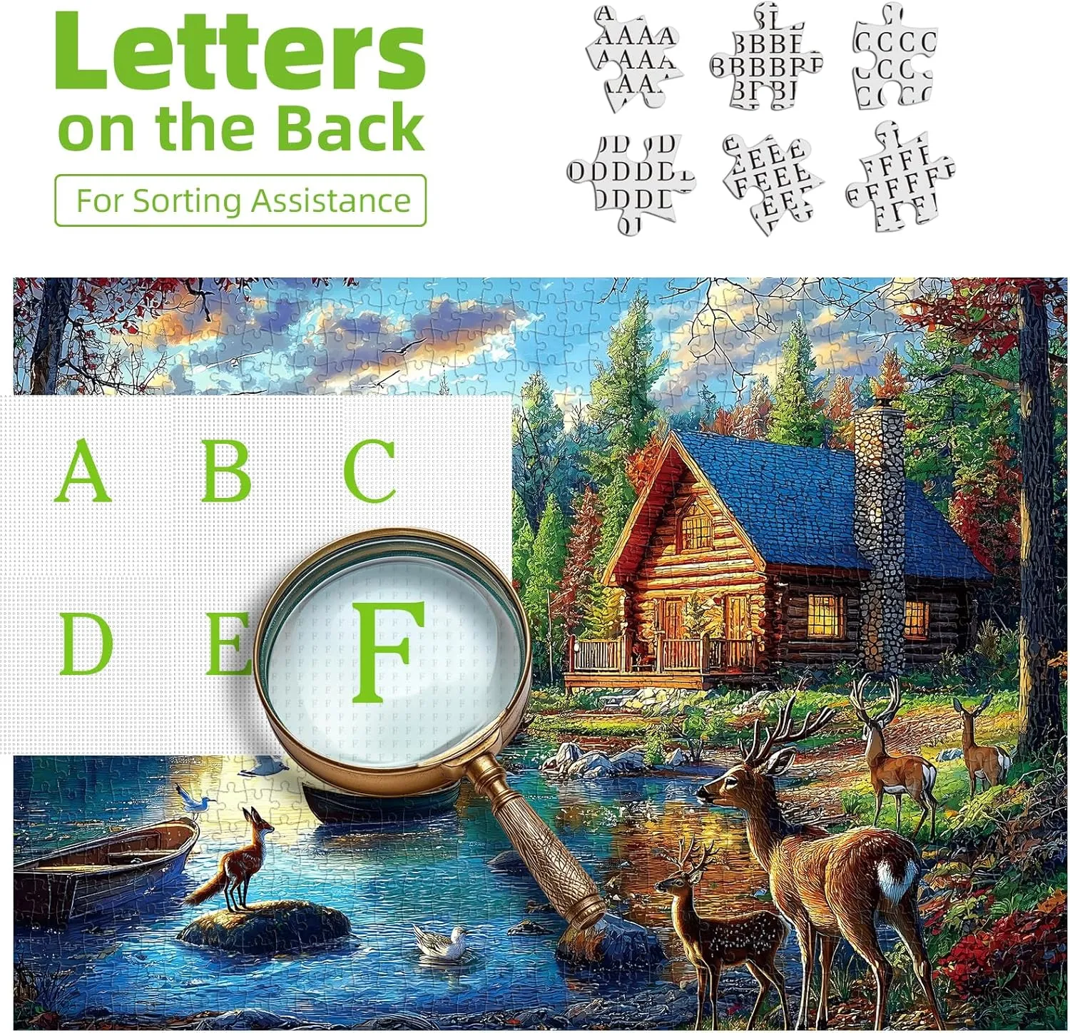 1000 Piece Lake Lodge & Elk Jigsaw Puzzle - Challenging Mountain Wildlife Scene for Adults & Families, Nature Landscape Art