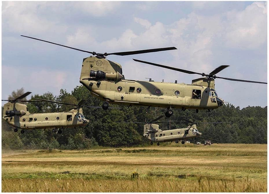 1000 Piece Multicolor Jigsaw Puzzle - Army CH-47 Chinook Helicopters Lift Off, Grafenwoehr Training Area, Germany