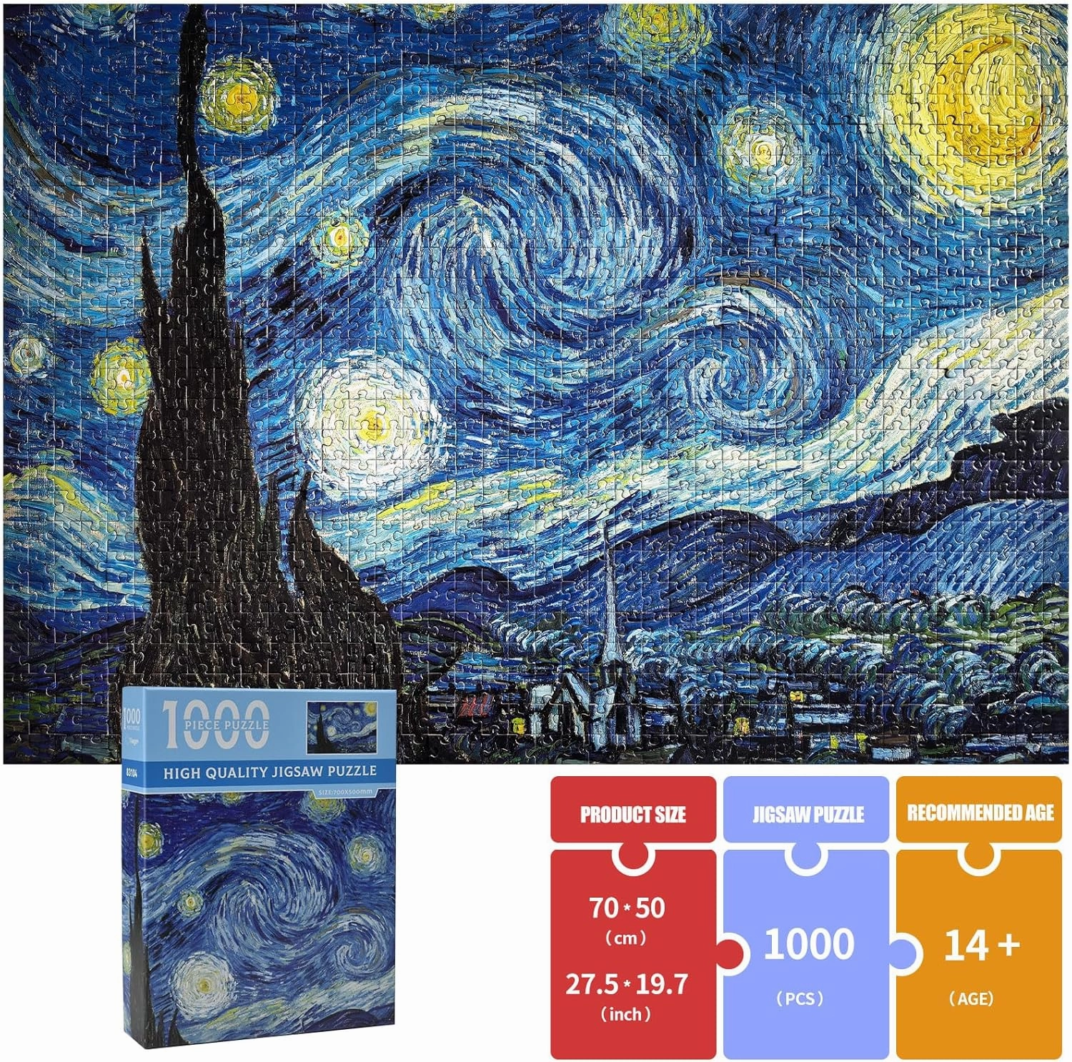 1000 Pieces of Puzzle 27.5 × 19.7 inches Large Decorative Painting with Poster, PE Sealed Bag, Adult Decompression Healing System, high-Resolution Matte Surface, Smooth Edges