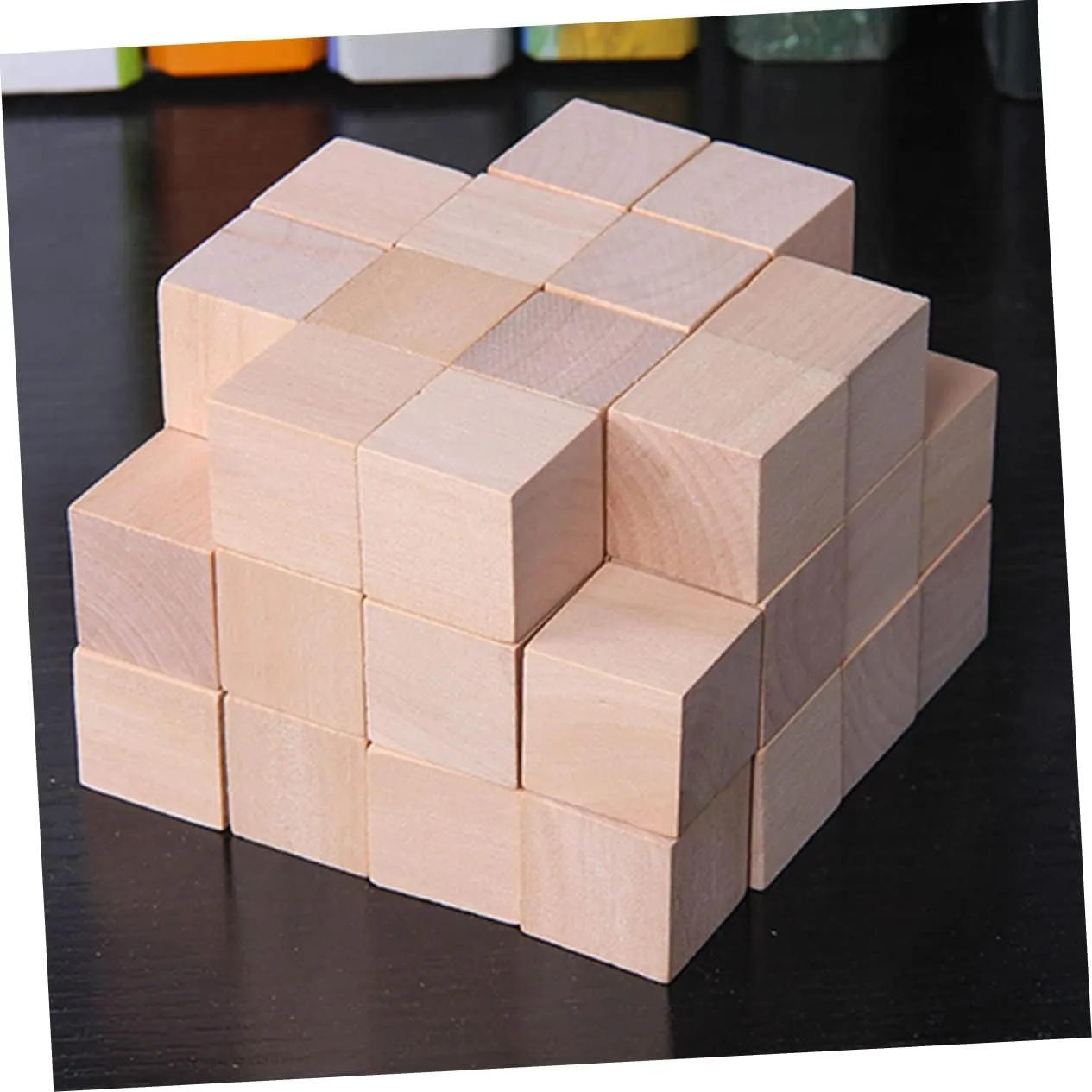 100pcs Wood Square Blocks Burlywood Craft Cubes for Boy Girl Adults Smooth Unfinished Building Materials for Creative Projects Safe for Play for Home Decor
