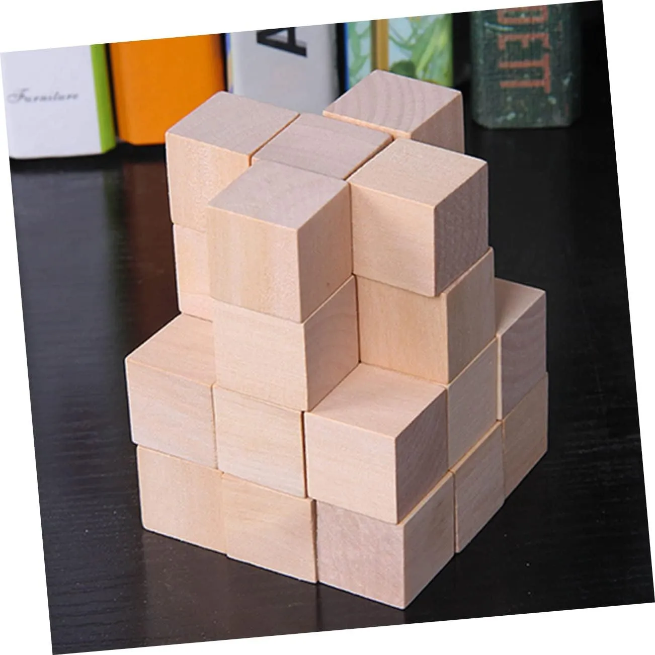 100pcs Wood Square Blocks Burlywood Craft Cubes for Boy Girl Adults Smooth Unfinished Building Materials for Creative Projects Safe for Play for Home Decor