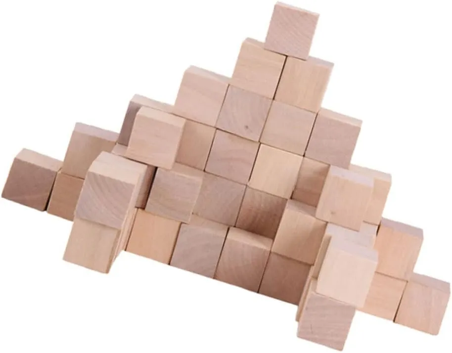 100pcs Wood Square Blocks Burlywood Craft Cubes for Boy Girl Adults Smooth Unfinished Building Materials for Creative Projects Safe for Play for Home Decor