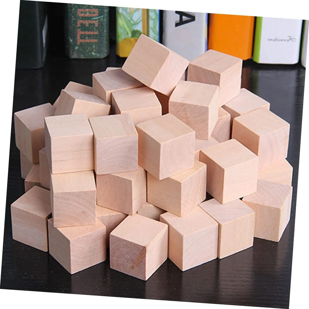 100pcs Wood Square Blocks Burlywood Craft Cubes for Boy Girl Adults Smooth Unfinished Building Materials for Creative Projects Safe for Play for Home Decor