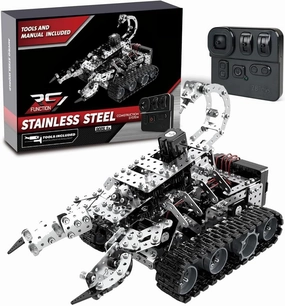 1034PCS 3D Metal RC Scorpion Tank Kit – DIY Remote Control Engineering Puzzle with 12CH 2.4GHz System, Gear-Driven Design for Adults (STEM Educational Toy)