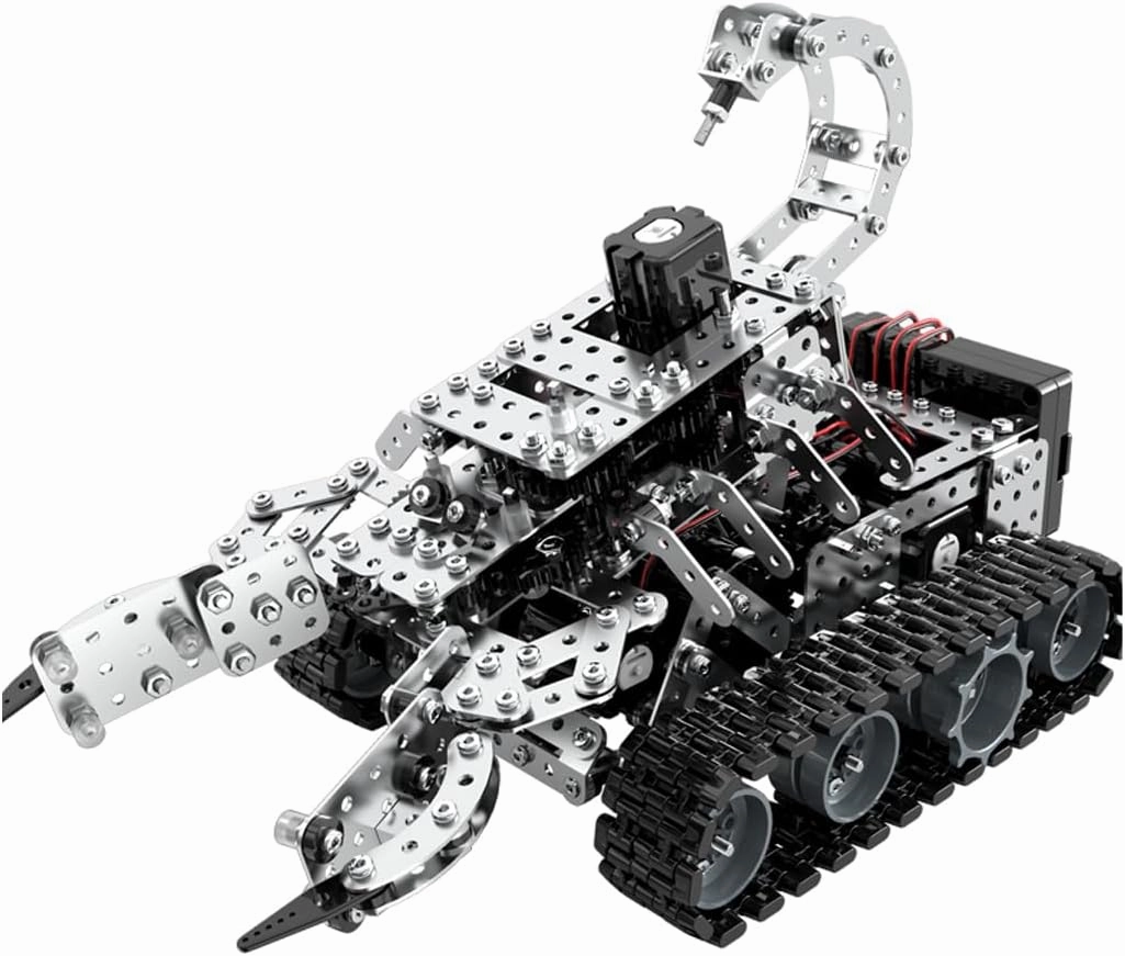 1034PCS 3D Metal RC Scorpion Tank Kit – DIY Remote Control Engineering Puzzle with 12CH 2.4GHz System, Gear-Driven Design for Adults (STEM Educational Toy)
