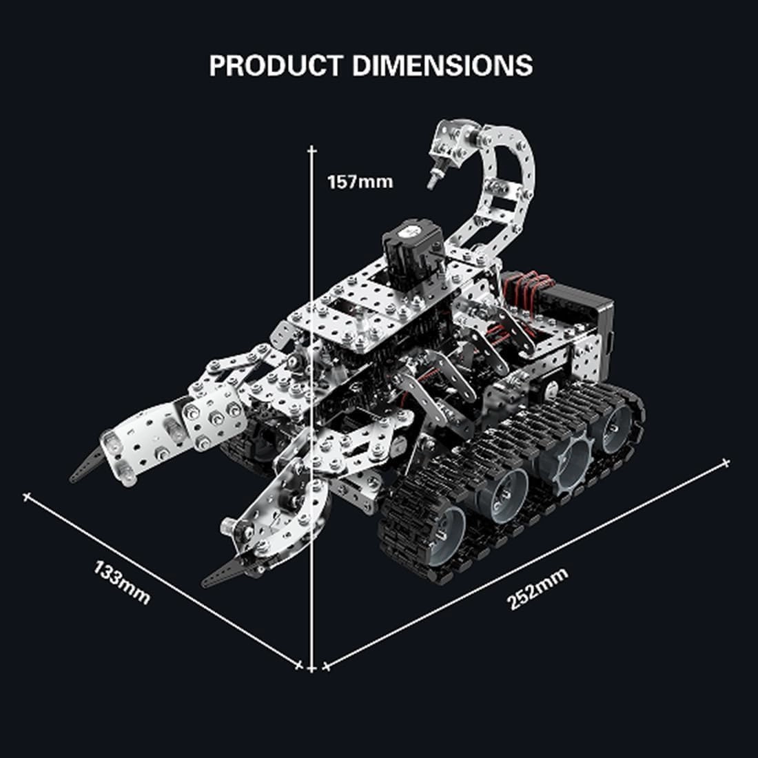 1034PCS 3D Metal RC Scorpion Tank Kit – DIY Remote Control Engineering Puzzle with 12CH 2.4GHz System, Gear-Driven Design for Adults (STEM Educational Toy)