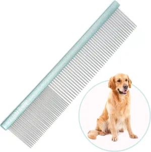 10inches Large Dog Metal Grooming Comb for Shedding Matted Hair for Large Dogs Metal Dog Comb with Long Wide Tooth for Poodles and Goldendoodles Reduce Tangles,Mats and Knots.(Blue)