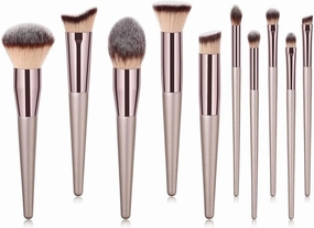 10Pcs Champagne Makeup Brushes Set for Cosmetic Foundation Powder Blush Eyeshadow Kabuki Make Up Brush Gift of Choice for mom, Wife or Female Friend.