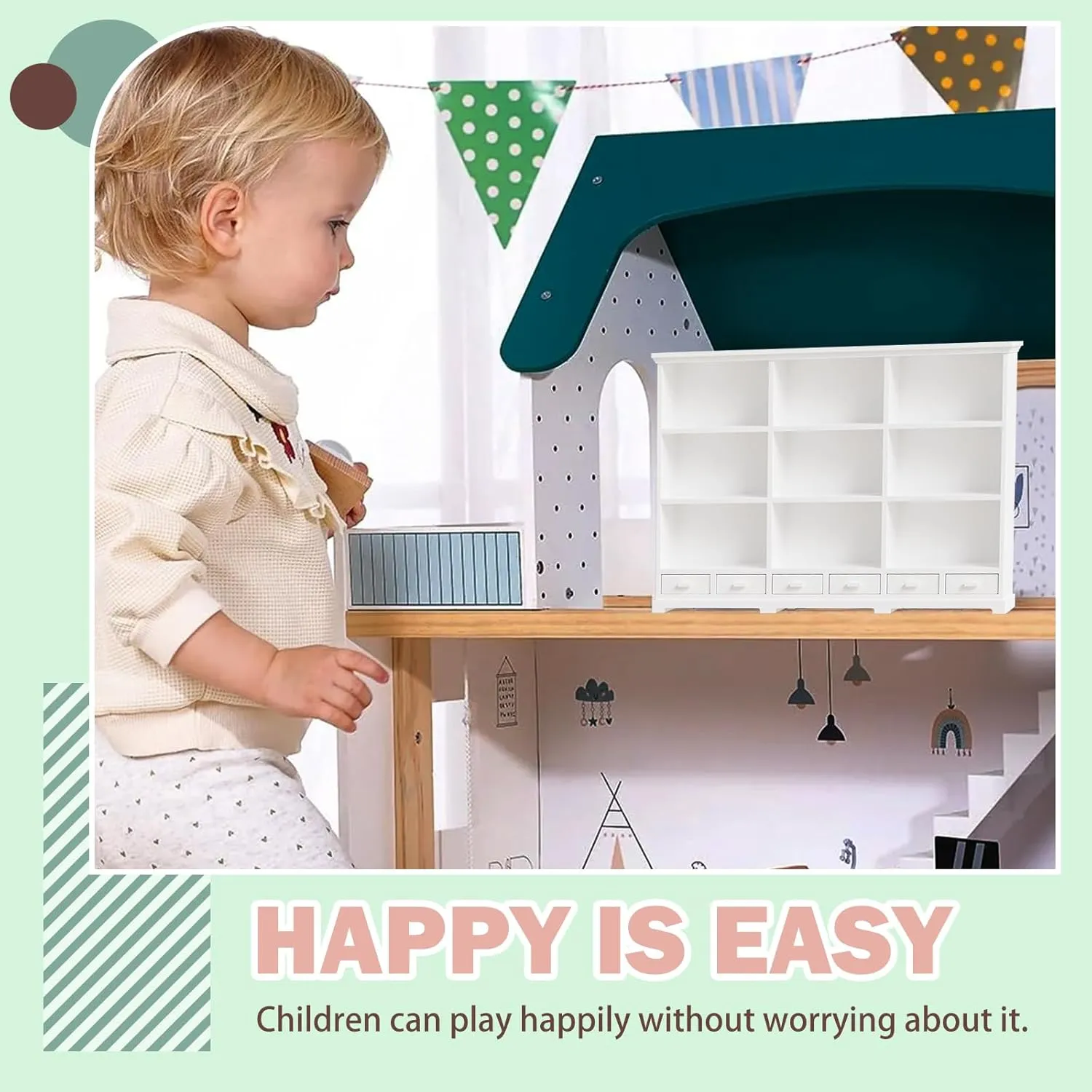1:12 Scale Dollhouse Bookshelf, Multi-Functional Dollhouse Book Shelf for Displaying Mini Books and Accessories, Great Addition to Your Dollhouse Furniture Collection