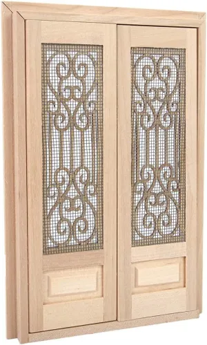 1:12 Wooden Exterior Door Wood Dollhouse Furniture Doll House Asseccories Minature Dollhouse Doll Door for Dollhouse, Miniature Hollow Wooden Door Doll Home Furniture Craft