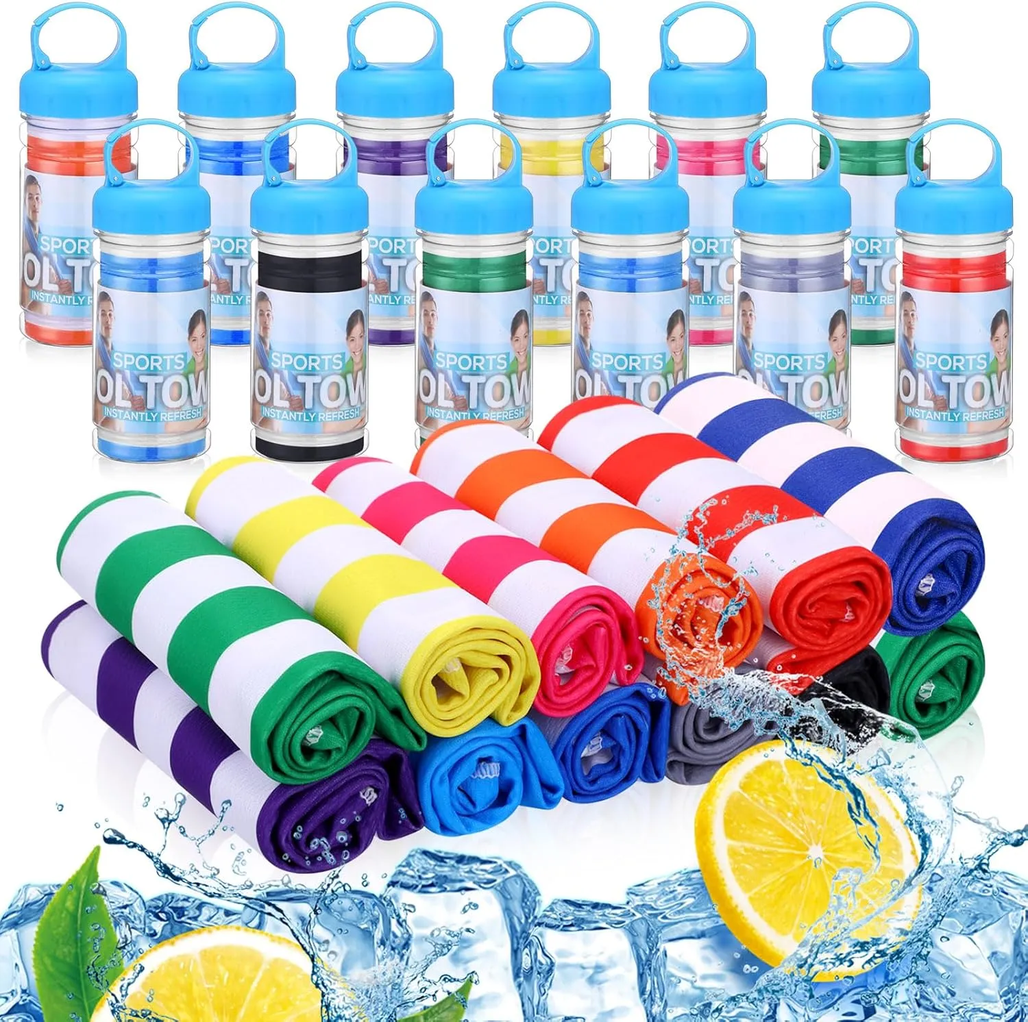 12 Pack 32 x 12 in Cooling Towels Bulk for Neck and Face Microfiber Ice Towel Sweat Towels Breathable Soft Chilly Towel Portable Cool Neck Rags for Yoga Sport Gym Workout Fitness