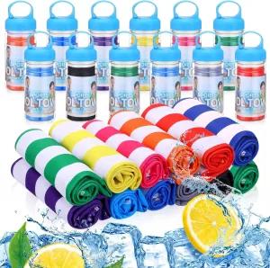 12 Pack 32 x 12 in Cooling Towels Bulk for Neck and Face Microfiber Ice Towel Sweat Towels Breathable Soft Chilly Towel Portable Cool Neck Rags for Yoga Sport Gym Workout Fitness