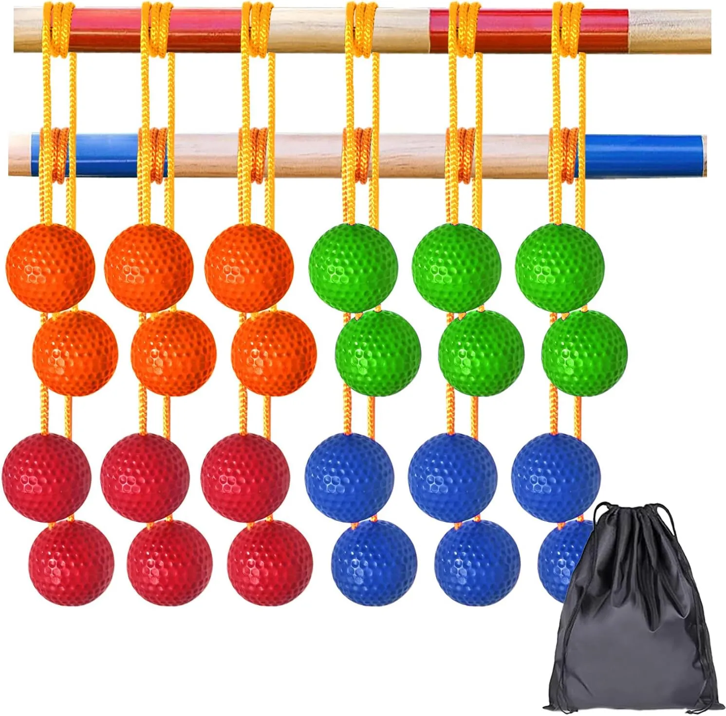 12 Pack Ladder Balls Ladder Toss Balls Replacement with Storage Bag for Toss Match (‎Red Blue Green Orange)