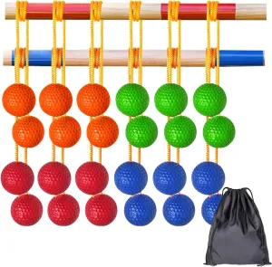 12 Pack Ladder Balls Ladder Toss Balls Replacement with Storage Bag for Toss Match (‎Red Blue Green Orange)