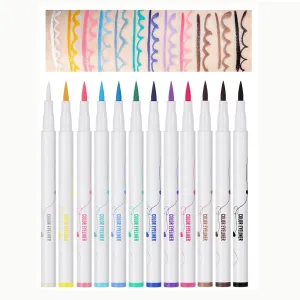 12PCS Matte Colored Liquid Eyeliners Set – Waterproof Bright Color Eye Liners, Smooth Long-Lasting Delineador de Ojos de Colores for Eye Makeup
