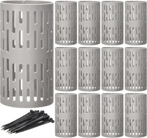 15 Pieces Plastic Tree Trunk Protector Tree Guard Bark Plant Protectors Easy Locking Tree Guard with 100 Pieces Zip Ties for Protecting Trees from Trimmers and Small Animals