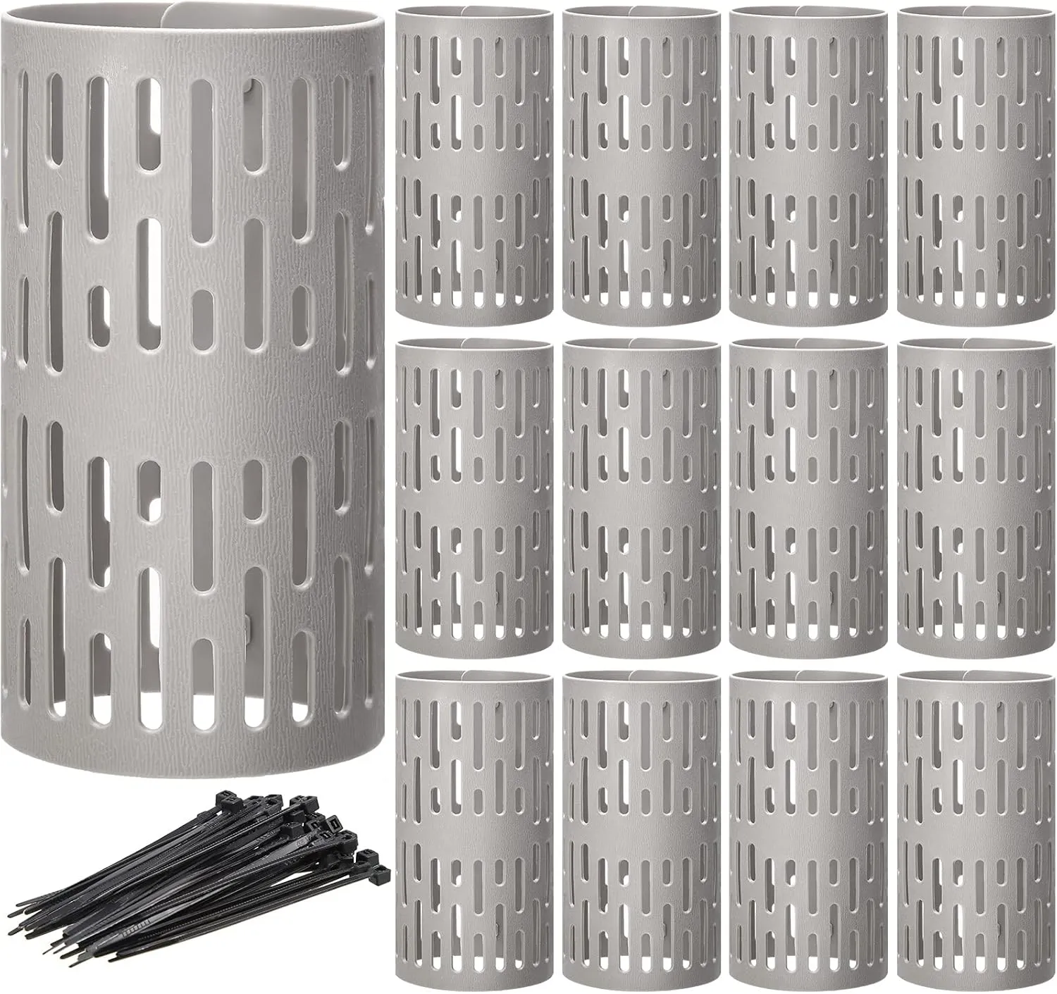 15 Pieces Plastic Tree Trunk Protector Tree Guard Bark Plant Protectors Easy Locking Tree Guard with 100 Pieces Zip Ties for Protecting Trees from Trimmers and Small Animals