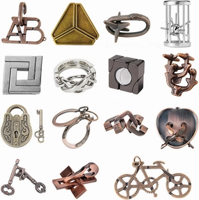 15Pcs/Set Brain Teaser Metal Puzzle Sets, 3D Unlock Interlocking Puzzle, Metal Knot Puzzle Mind Games, Puzzle Switch Games, Adults Educational Toy Gift, Stop Addicted to Mobilephone#1