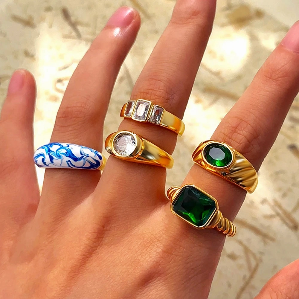 18K Gold Plated Painted Ring