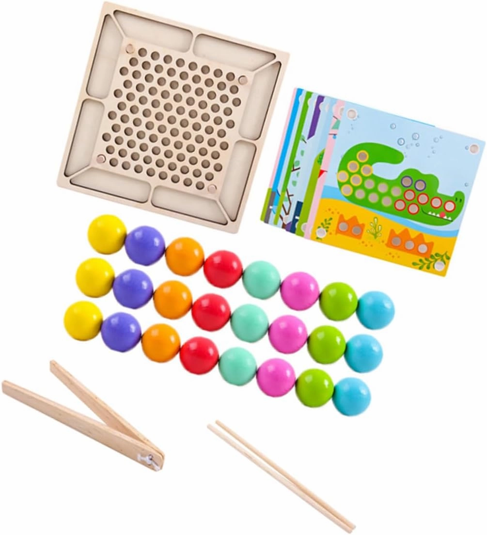 1Set Bead Clipping Fun Educational Plaything for Preschoolers Develops Memory Fine Motor Skills Safe Materials Present for Boys