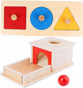 1set Montessori Wooden Shape Matching Toy Color Geometric Insert Panels Fine Motor Skills Development for Toddlers and Boys and Girls Wooden Box for Educational Play
