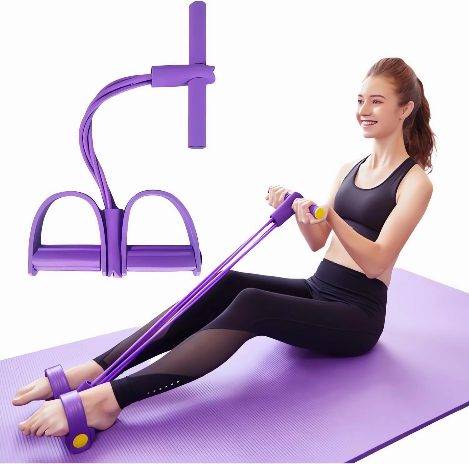 21 Fitness Resistance Bands-4 Tube Pedal Ankle Puller 2025 Upgrade Stretch Bands for Exercise Sit Up Exercise Equipment AB Training Auxiliary Device Workout Equipment for Women Men