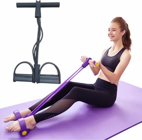 21 Fitness Resistance Bands-4 Tube Pedal Ankle Puller 2025 Upgrade Stretch Bands for Exercise Sit Up Exercise Equipment AB Training Auxiliary Device Workout Equipment for Women Men