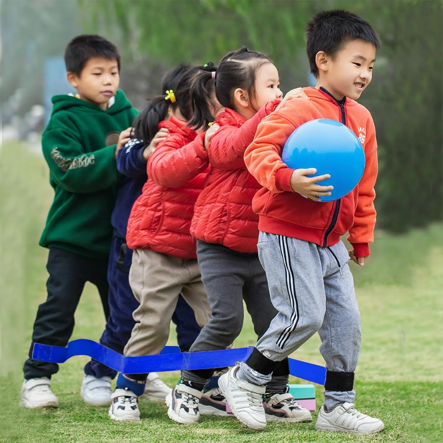 24 Pcs 6 Legged Race Band, Outdoor Party Group Game for Kid Adult, Cooperative Team Race for Birthday Party, Relay Race, Field Day, Team-Building, Backyard Activity Game with Carrying Pouch