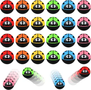 24 Pcs Ladybug Bouncy Balls Ladybug Party Favors Small 32 Mm/ 1.3 Inch Rubber 6 Colors Anxiety Fidget Sensory Bouncing Balls for Kid Carnival Prizes Birthday Gift Bag Filling