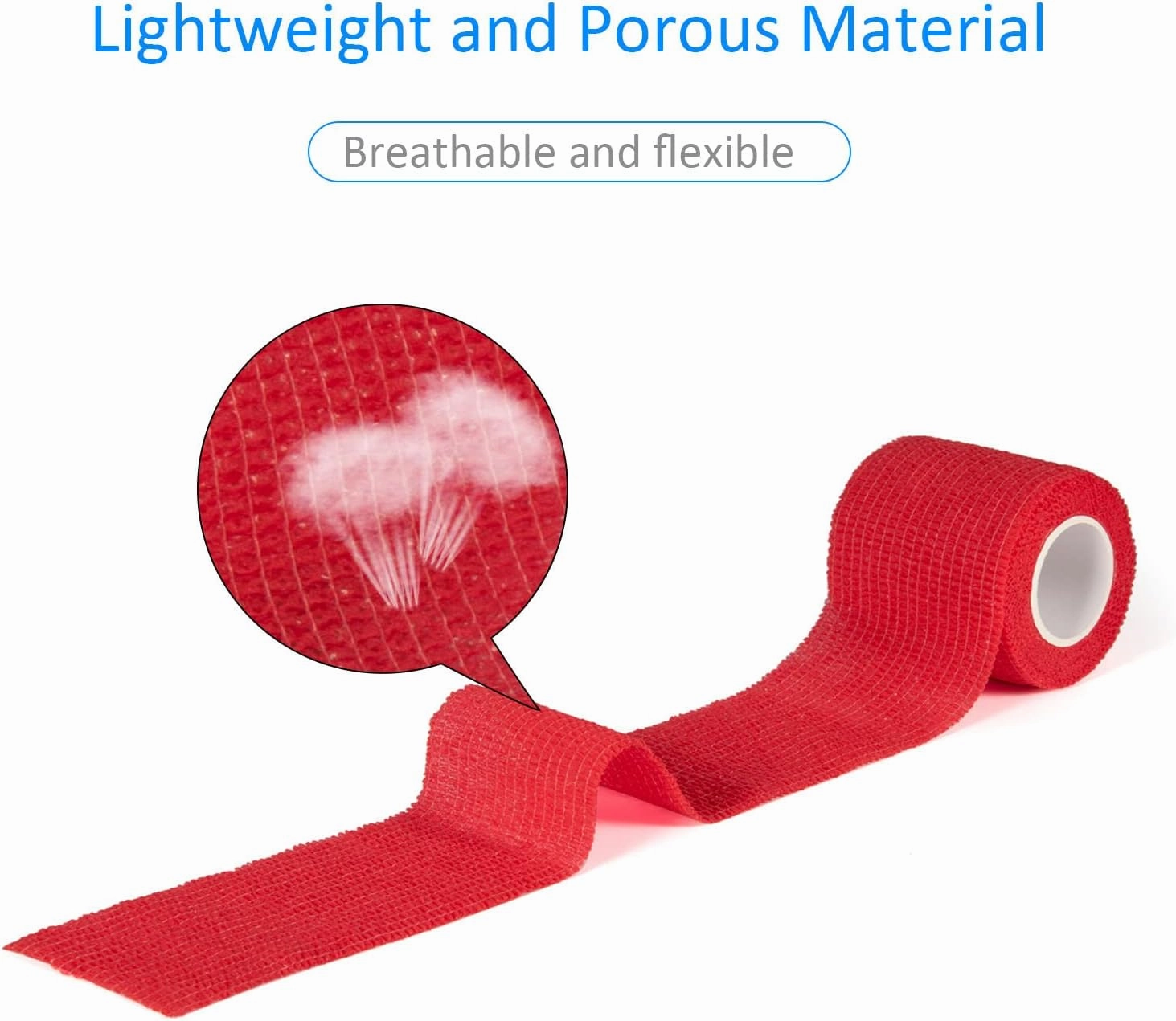 24 Pack Self Adherent Cohesive Wrap Bandages Non Woven Cohesive Bandage Elastic Self Adhesive Bandage Wrap Sports Athletic Tape First Aid Tape for Wrist Ankle Pet Vet Wrap Grip Cover 2 inch (Red)