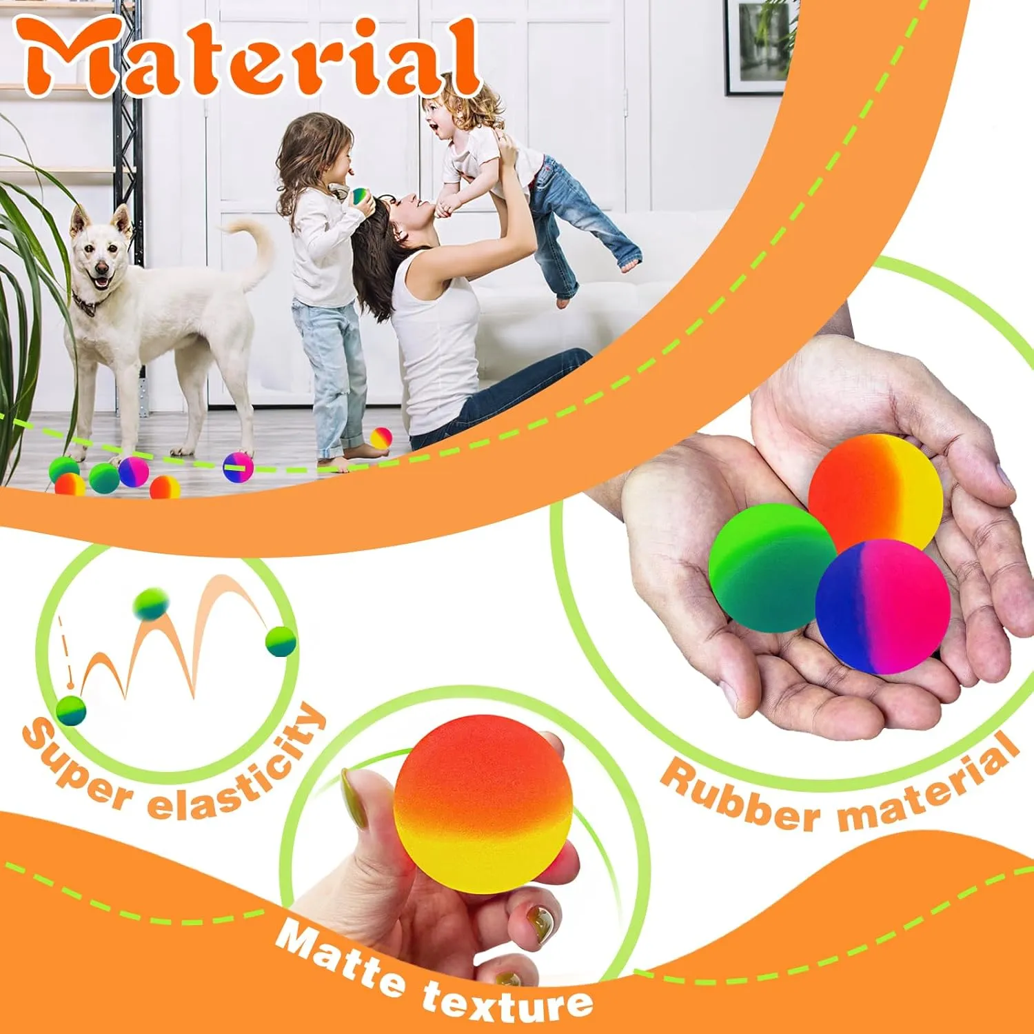 25 Pcs Jumbo Super Bouncy Balls,Bright Colors Bouncy Ball,45mm Rubber High Bouncy Balls for Boys Girls Birthday Party Favors Prizes and Pet Toy