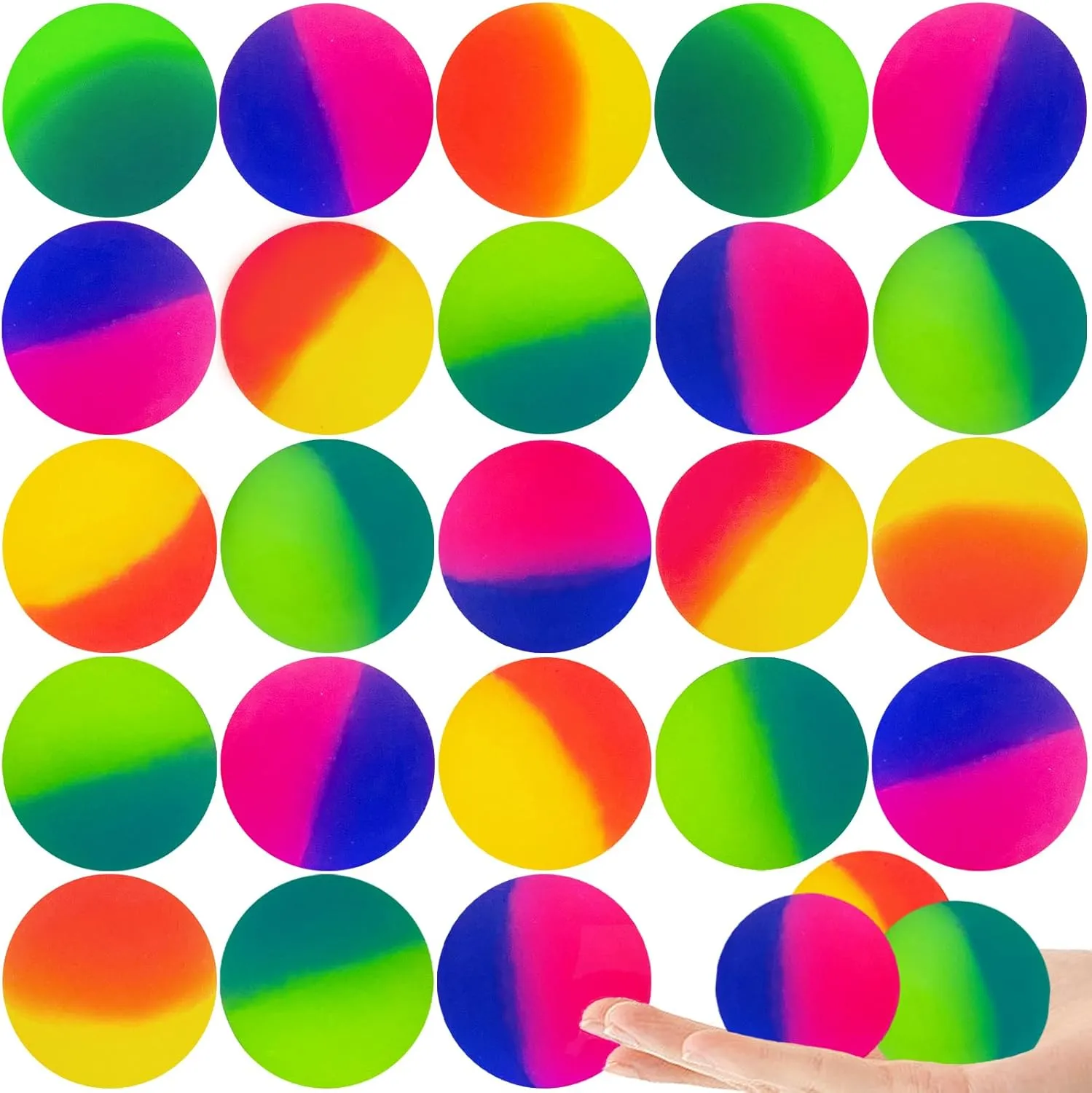25 Pcs Jumbo Super Bouncy Balls,Bright Colors Bouncy Ball,45mm Rubber High Bouncy Balls for Boys Girls Birthday Party Favors Prizes and Pet Toy