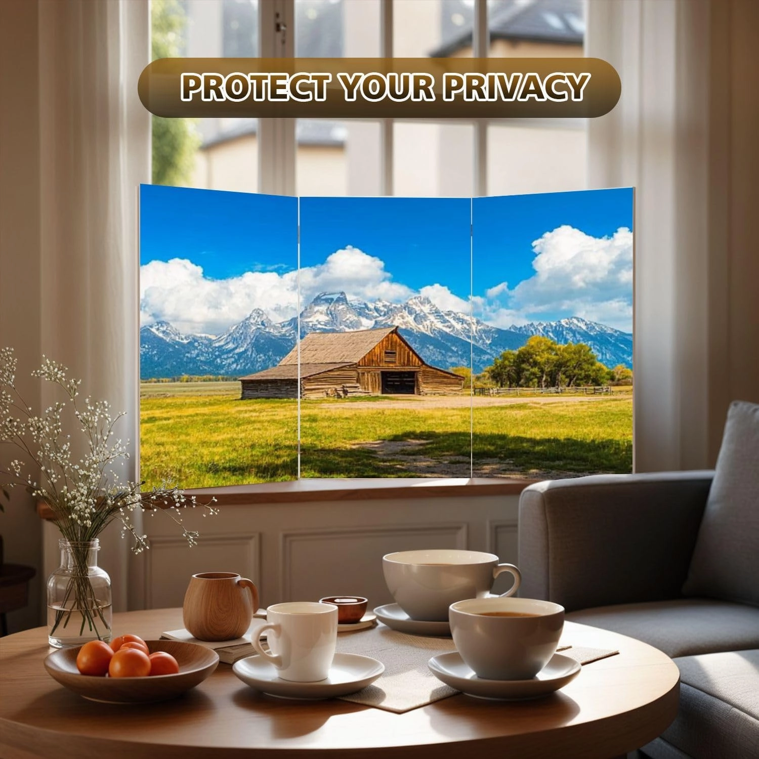 2 Ft Room Divider Screen T Moulton Barn Jackson Hole Grand Teton National Park Wyoming Portable Short Canvas Folding Screen 3 Panel Freestanding Separator Privacy Partition Indoor Home Office