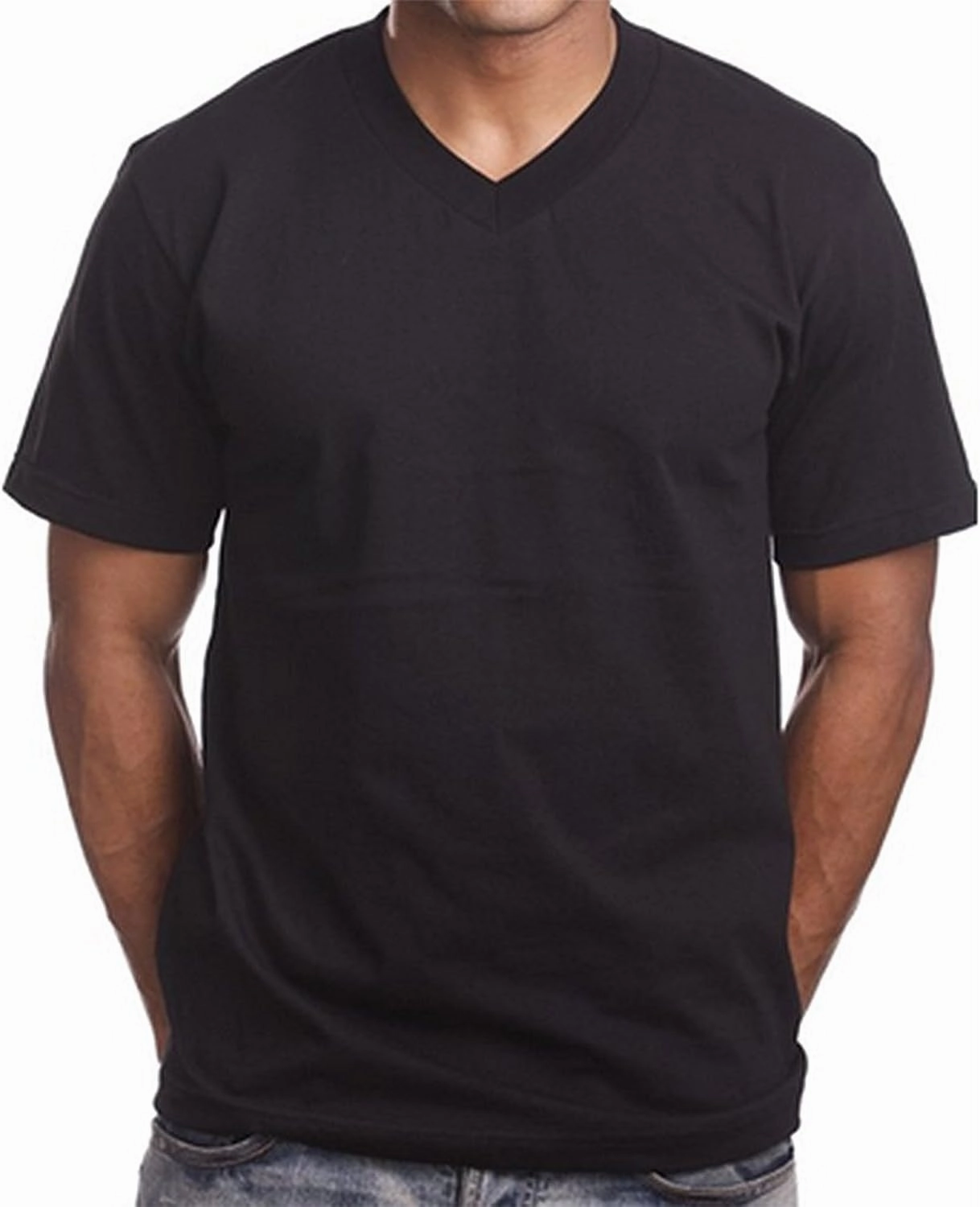 2 Pack Black V Neck Men's Plain T Shirts PRO 5 Blank Tees Urban Wear Summer T's