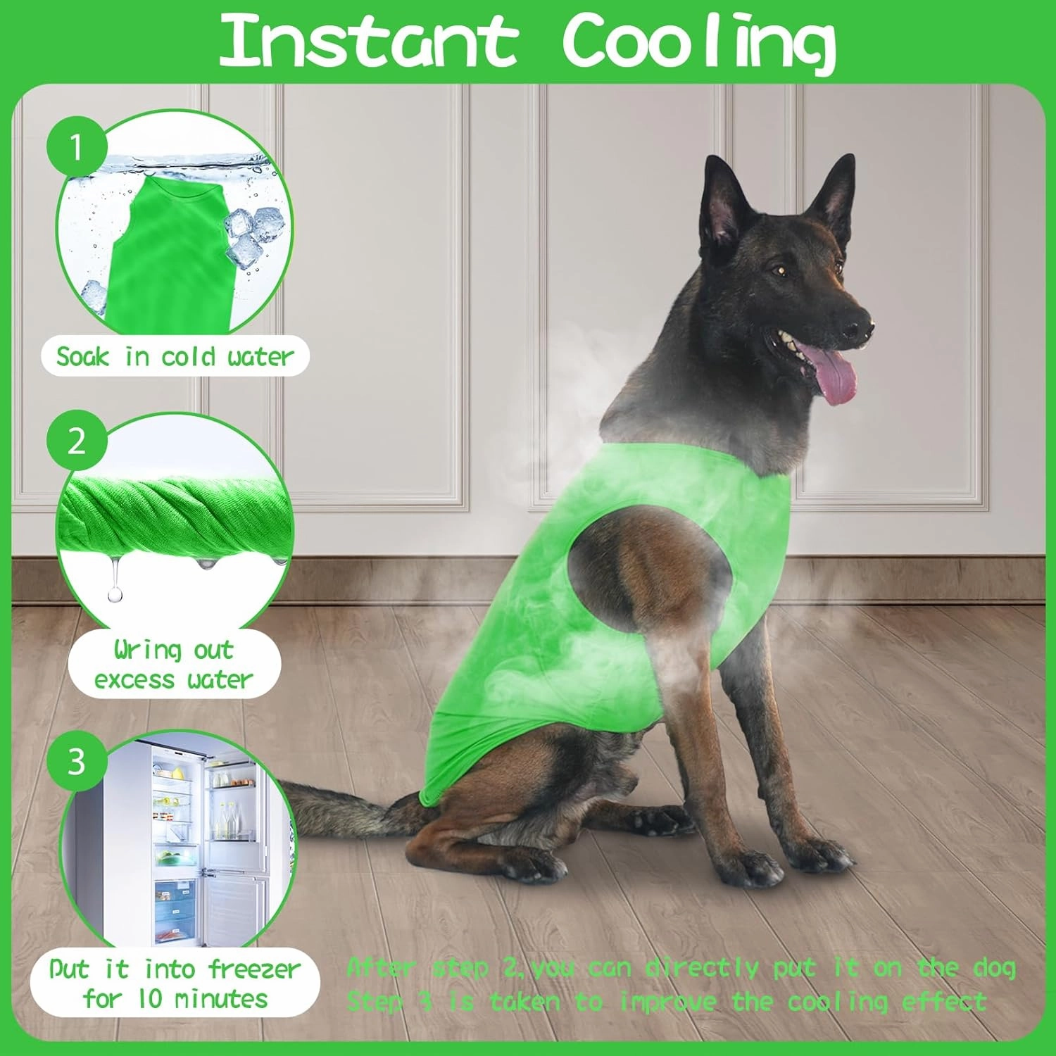 2 Pack Dog Cooling Shirts, Ice Pet Vest Dog Clothes for Instant Cooling, Lightweight Breathable Sleeveless T-Shirts for Large Dogs, Bright red Fresh Green (XL)
