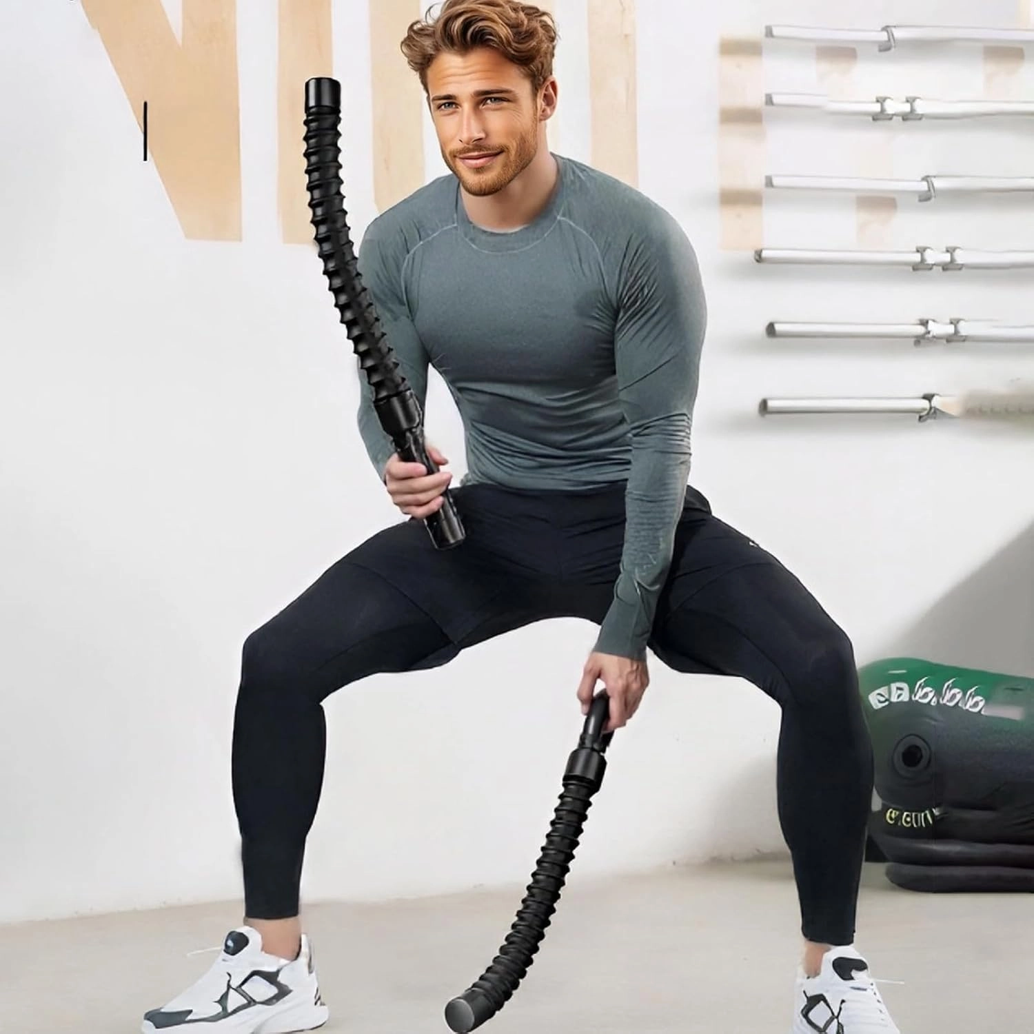 2-Piece Battle Ropes for Home Gym Muscle Building Workout Ropes Portable Strength Conditioning Equipment