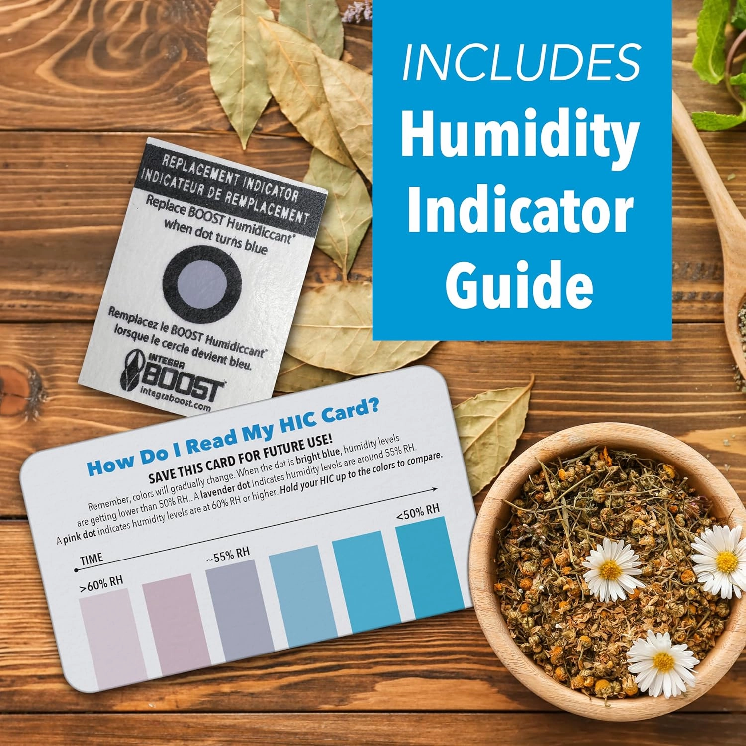 2-Way Humidity Control Pack - Preserve Flavor & Control Humidity at 62% RH - Moisture Absorber for Herbs, Spices & More - 4 Gram (Pack of 50)