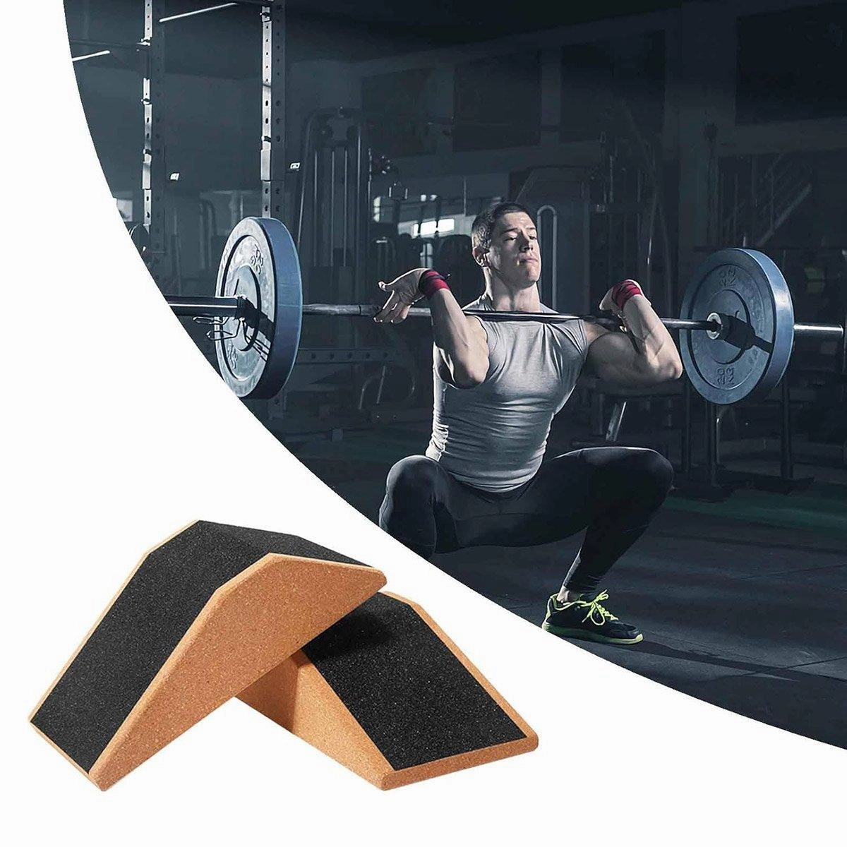 2pcs Cork Wedge Shaped Fitness Bricks Deep Squat Special Exercise Blocks Yoga