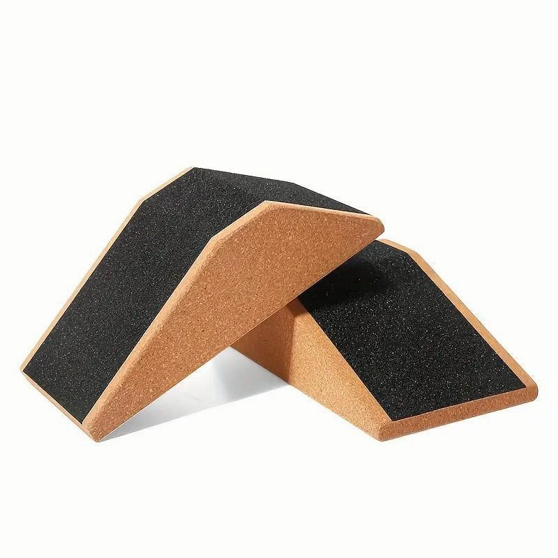 2pcs Cork Wedge Shaped Fitness Bricks Deep Squat Special Exercise Blocks Yoga