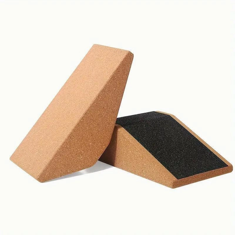 2pcs Cork Wedge Shaped Fitness Bricks Deep Squat Special Exercise Blocks Yoga