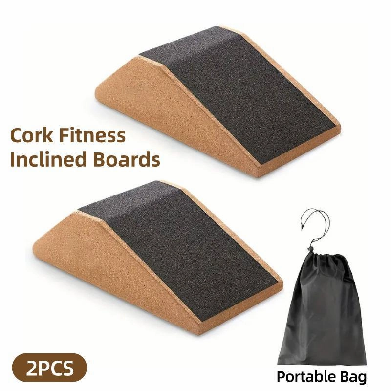 2pcs Cork Wedge Shaped Fitness Bricks Deep Squat Special Exercise Blocks Yoga