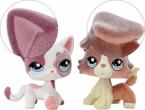 2pcs Custom-Made Flocked Animal Figure Fuzzy Collie Great Dane Dachshund Cocker Spaniel Dog Short Hair cat Old Pet Shop Toy Birthday Party Favor (#1542 and #2291)