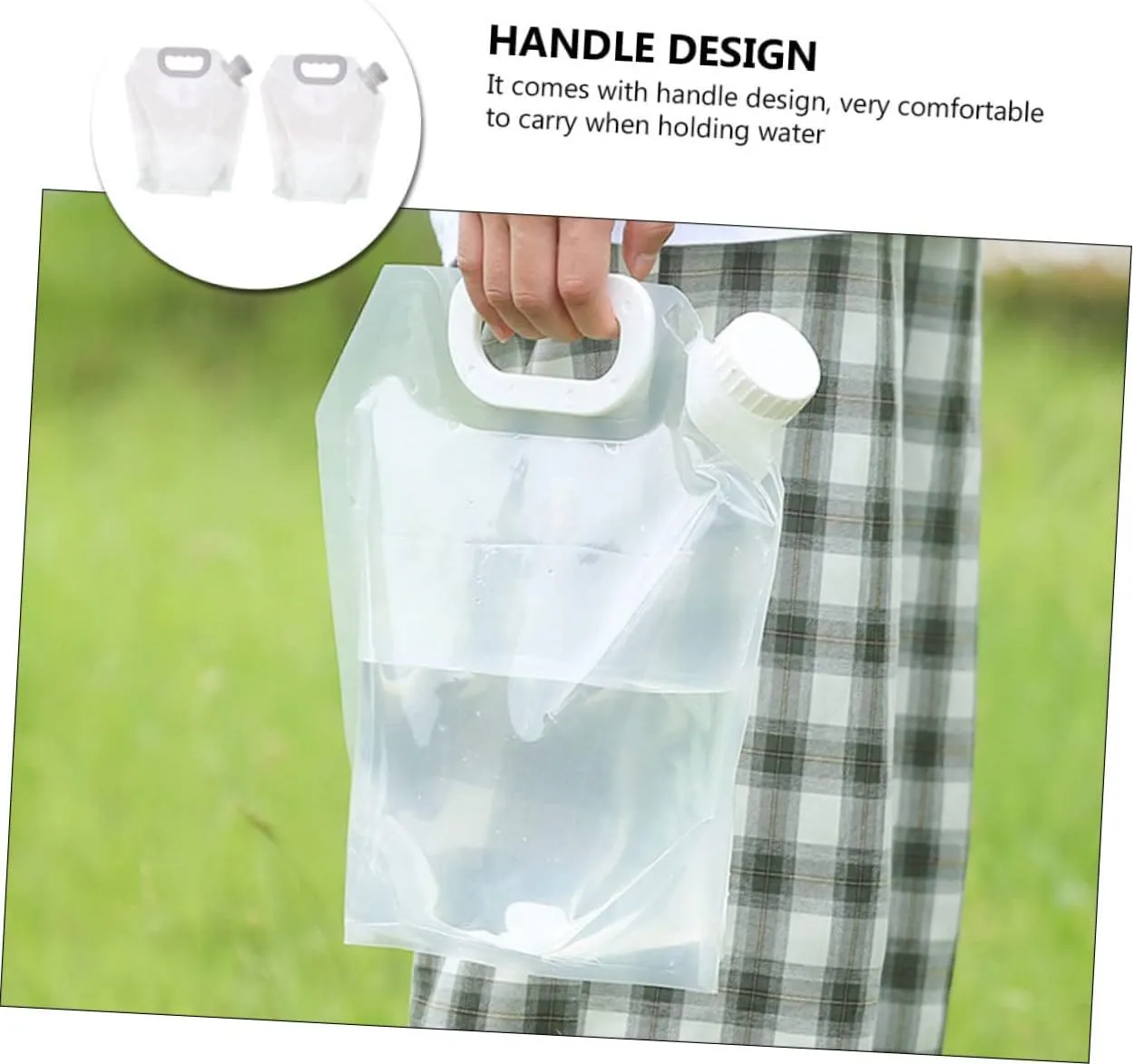 2sets Waterproof 5l Foldable Bag Collapsible Water Storage Leakproof Seal for Sports Camping Picnic Hiking 2pcs*2