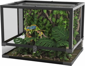 34 Gallon Reptile Glass Terrarium, 24" x 18" x 18" with Top & Side Screen Ventilation Reptile Terrarium, Double Hinge Door & Anti Escape Reptile Tank for Lizard Tortoise Snake