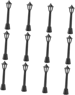 36pcs Miniature Model Plastic Post Lamp for Dollhouse Decor Landscape Lighting Realistic Simulation for Xmas Village Building Scenery