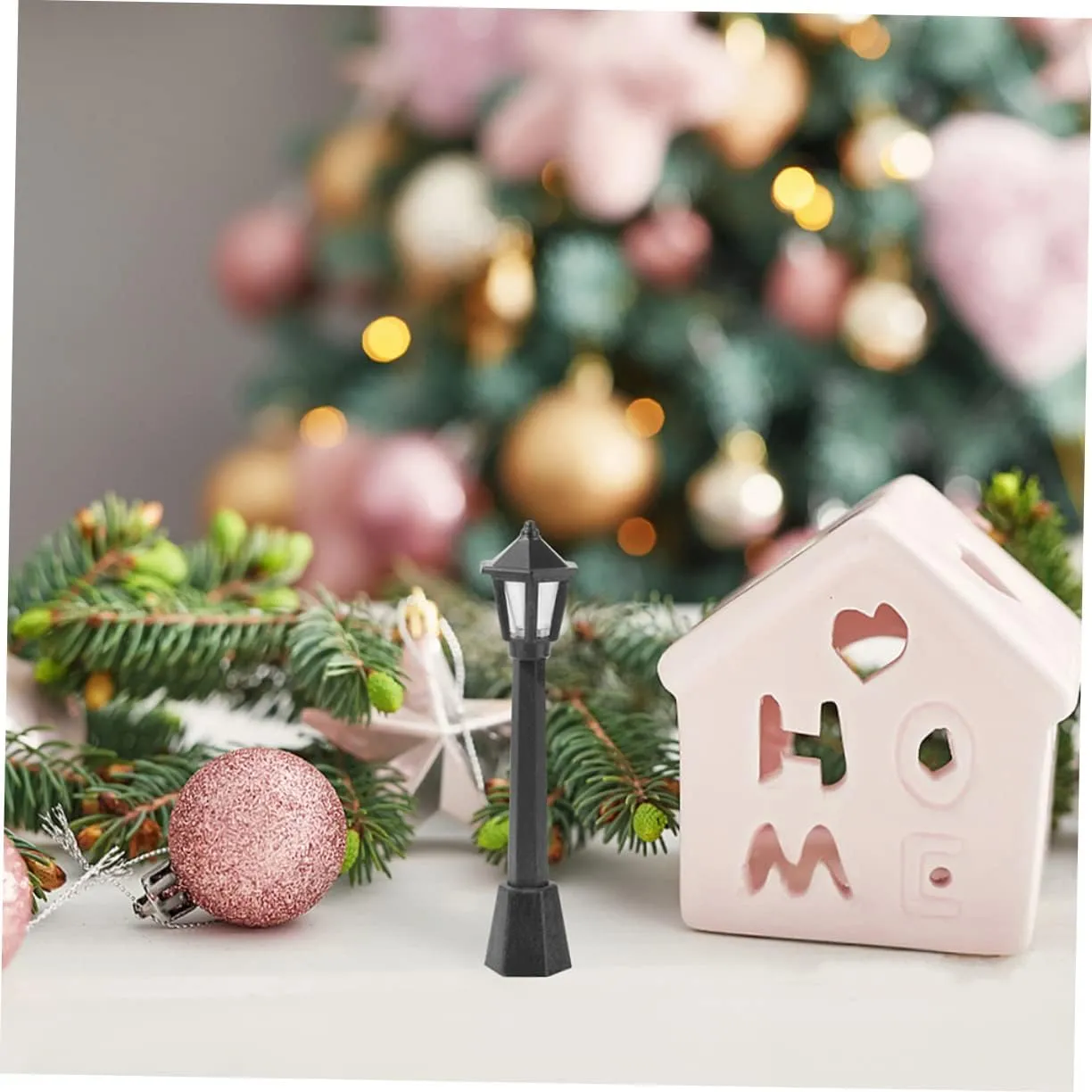 36pcs Miniature Model Plastic Post Lamp for Dollhouse Decor Landscape Lighting Realistic Simulation for Xmas Village Building Scenery
