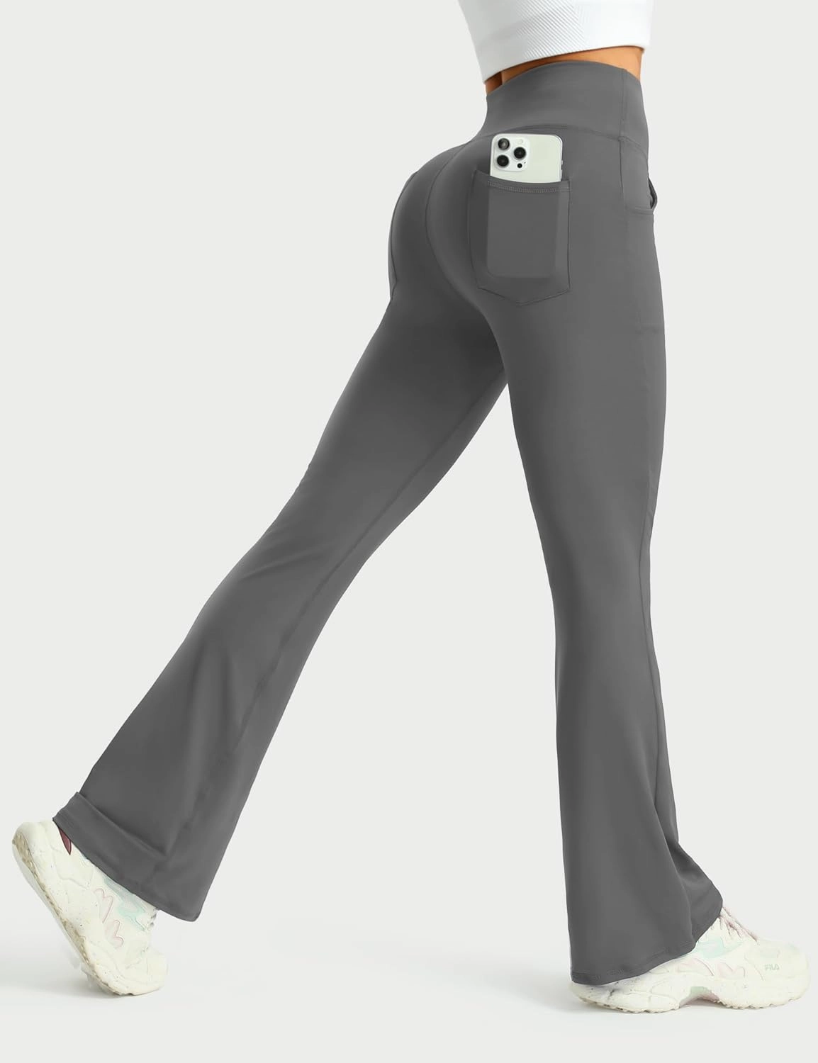 3 Packs Womens High Waist Flare Pants-Flare Yoga Pants，Yoga Pants with Pockets - High Waist and Wide Leg