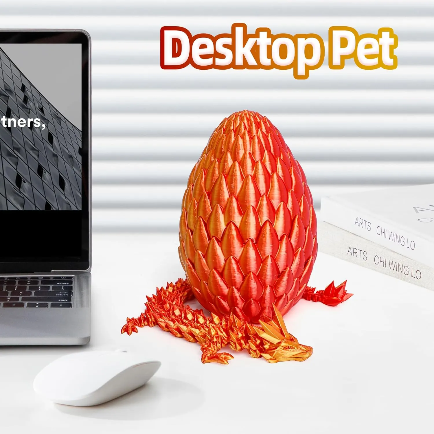 3D Printed Dragon Egg- Large Surprise Egg with 12 inch Flexible Crystal Dragon Inside, Easter Basket Stuffers, 3D Printed Gift Toy, Desk Executive Pet, Figurine Decor