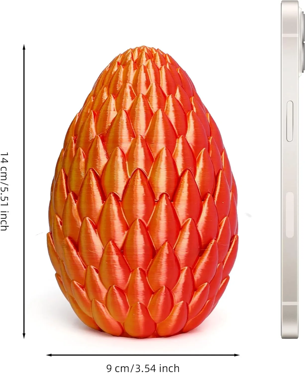 3D Printed Dragon Egg- Large Surprise Egg with 12 inch Flexible Crystal Dragon Inside, Easter Basket Stuffers, 3D Printed Gift Toy, Desk Executive Pet, Figurine Decor